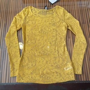 Anthropologie Ella moss mustard lace top small